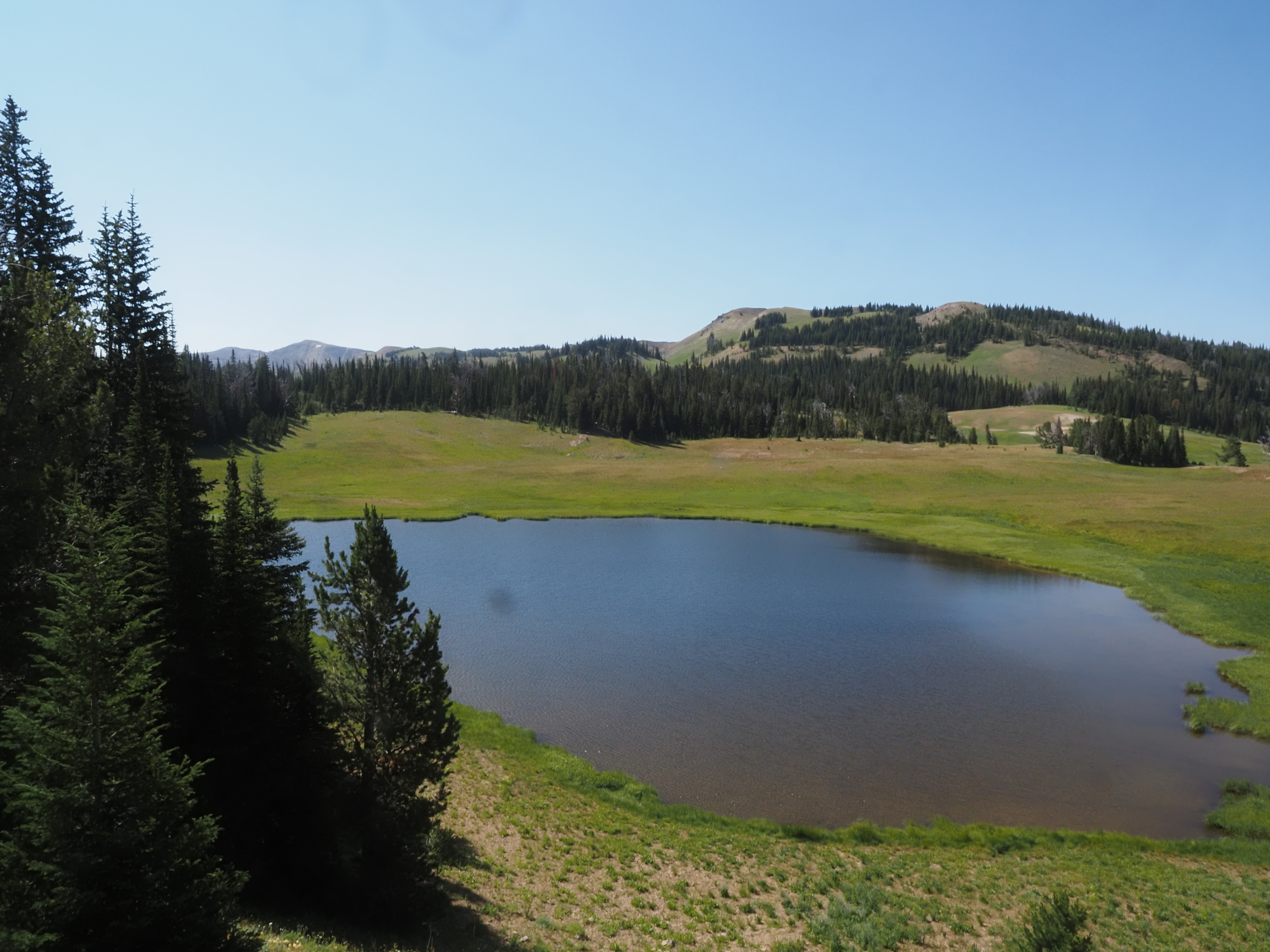 A photo of a lake in a mountain